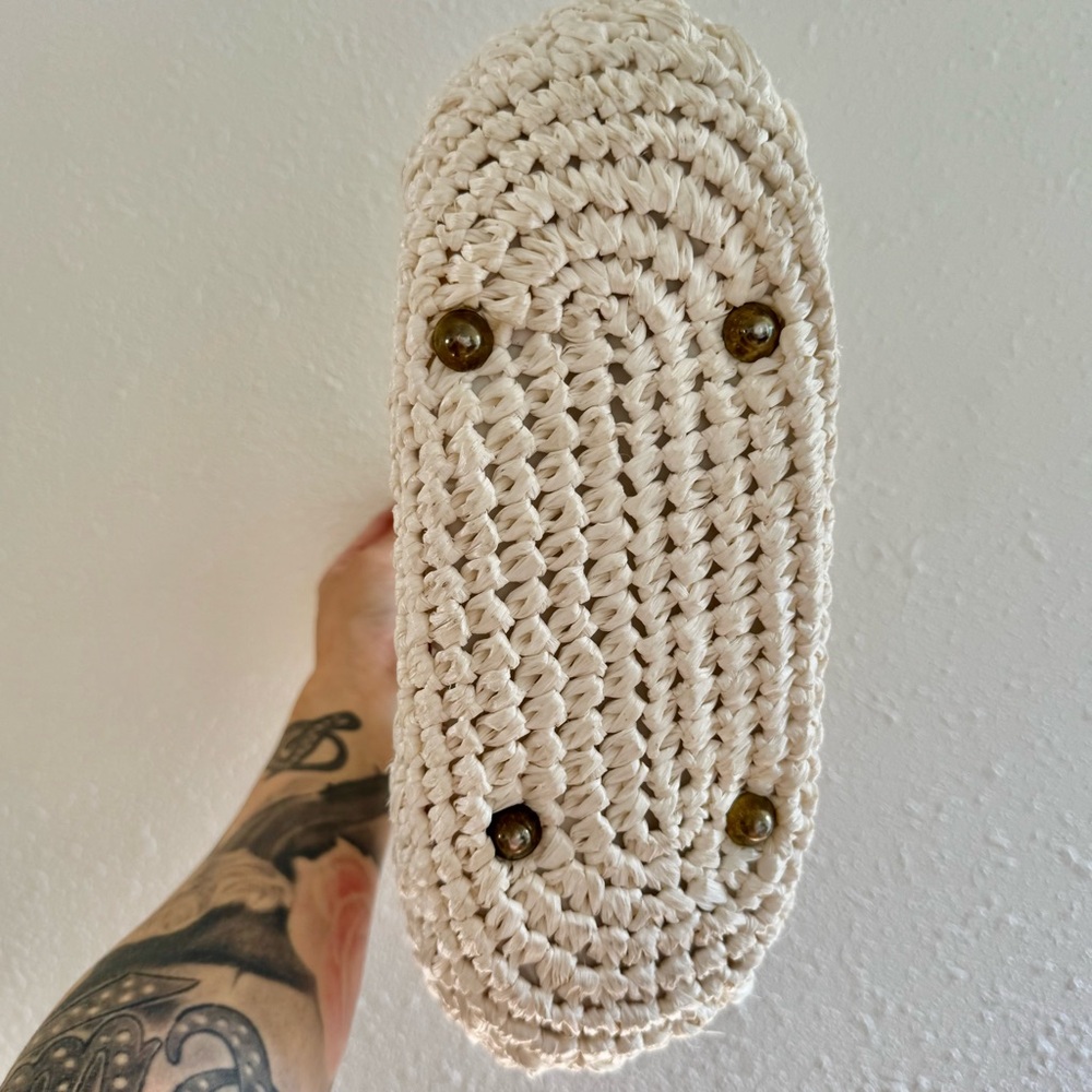 Vintage Joseph Horne Co Made in Italy Cream Woven Raffia Straw Top Handle Bag - Picture 4 of 9